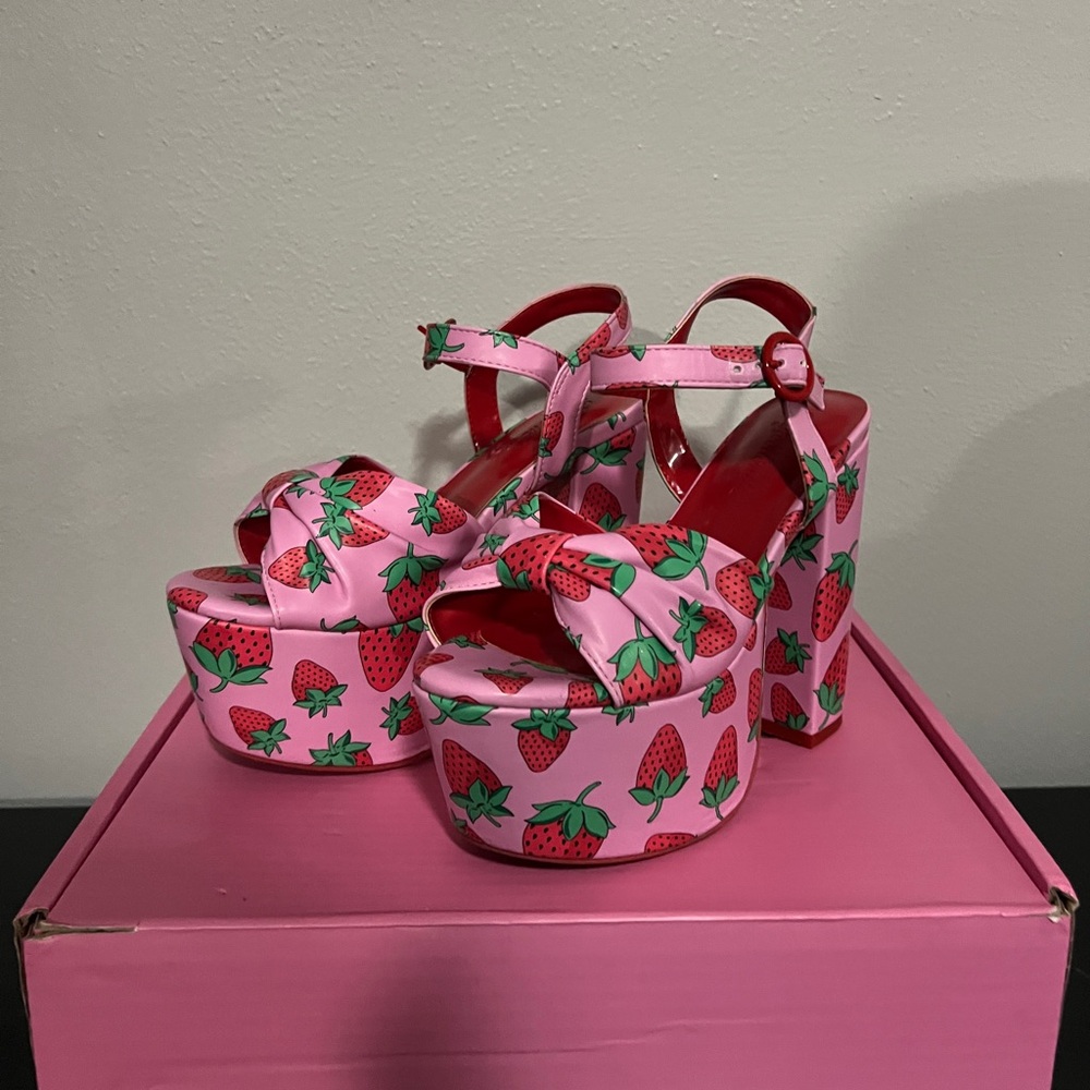 Sugar Thrillz Strawberry Fields Platform Heels - image 1